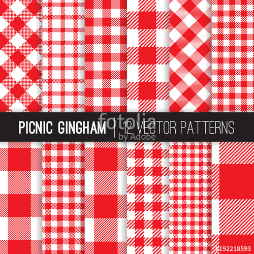 500x500 Red And White Picnic Tablecloth Style Gingham And Checks Vector