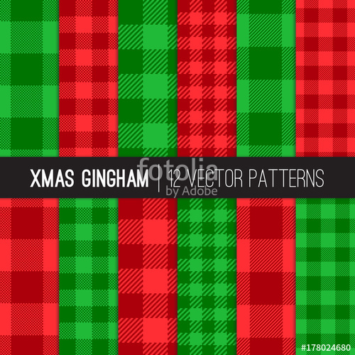 500x500 Christmas Gingham, Buffalo Check Plaid And Mini Check Seamless