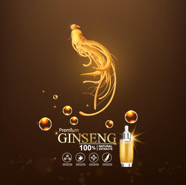 597x592 Premium Ginseng Cosmetics Poster Vector 07