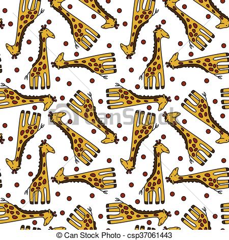 450x470 Seamless Giraffe Pattern. Seamless Pattern Made Of Illustrated