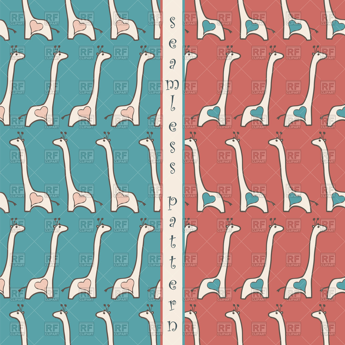 1200x1200 Seamless Pattern With Cartoon Giraffe Vector Image Vector