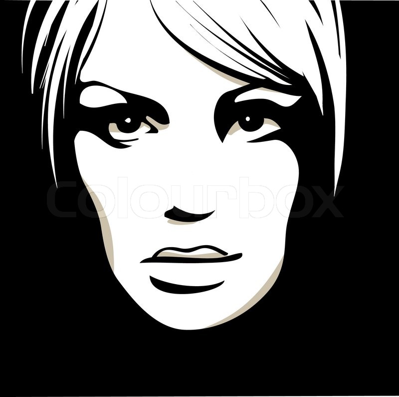 800x795 Woman Face With Beautiful Eyes, Vector Illustration Stock Vector