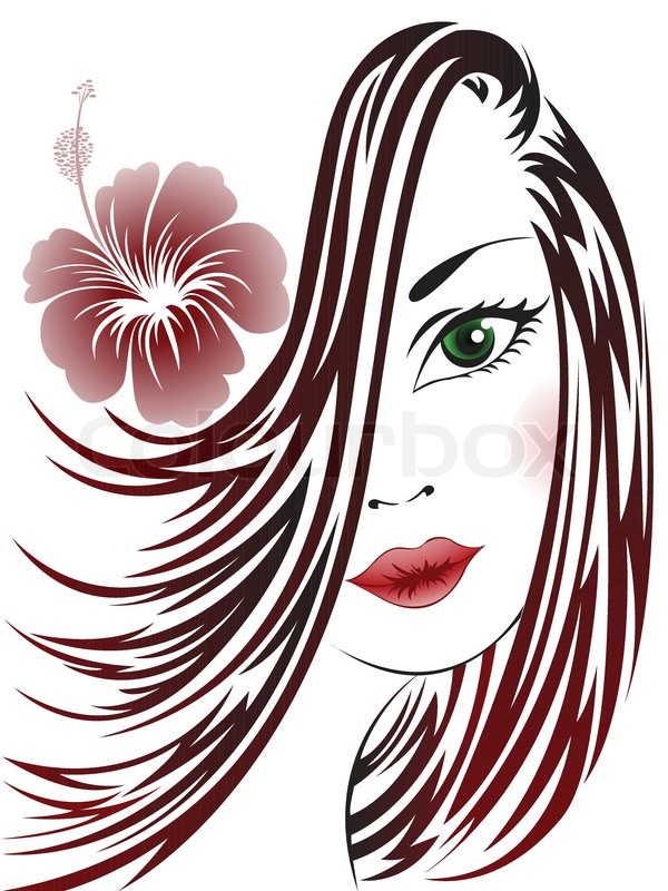 600x800 Girl With Flower In Her Hair Stock Vector Colourbox