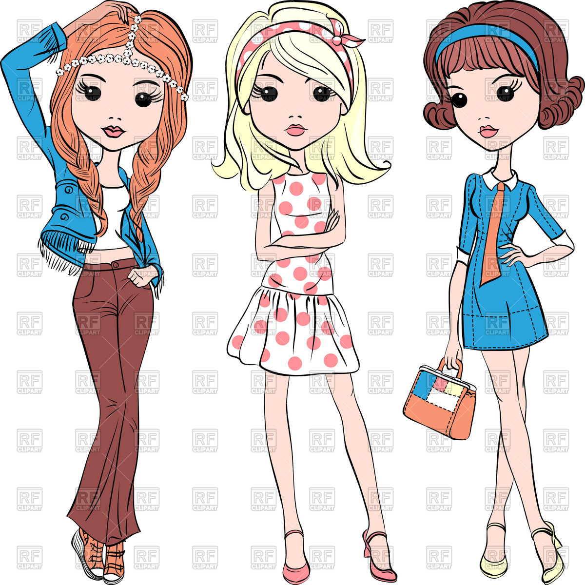 1200x1200 Cute Fashion Hipster Girls In Summer Dress Vector Image Vector