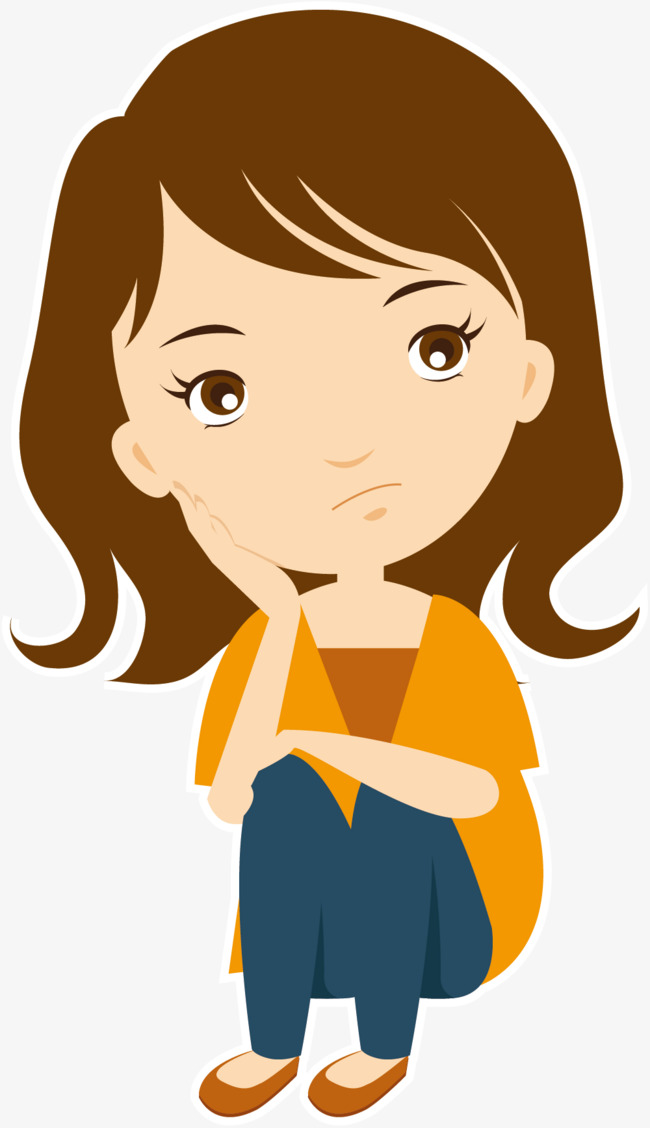 650x1128 Vector Thinking Girl, Vector, Think, Cartoon Png And Vector For