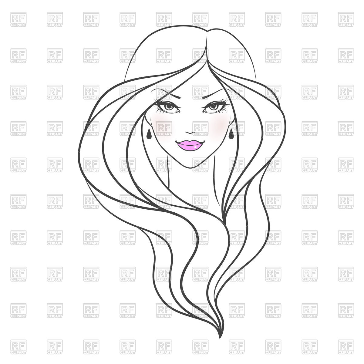 1200x1200 Contours Of Portrait Of Young Beautiful Girl Vector Image Vector