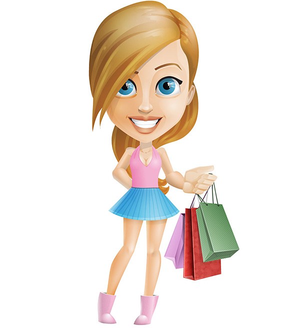 594x656 Shopping Teenage Girl Vector Character