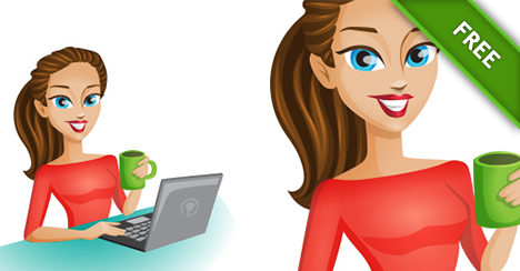 468x244 Vector Girl On Computer