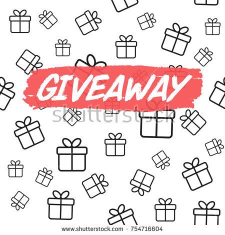 450x470 Giveaway Card Template For Blogs. Vector Background With Gift