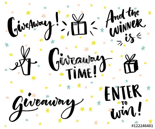 500x417 Giveaway Text And Design Elements. Set Of Handwritten Lettering