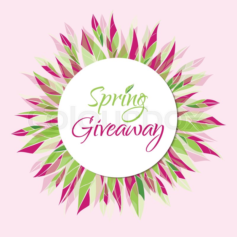 800x800 Spring Giveaway Vector Card With Leaves. Floral Banner Stock
