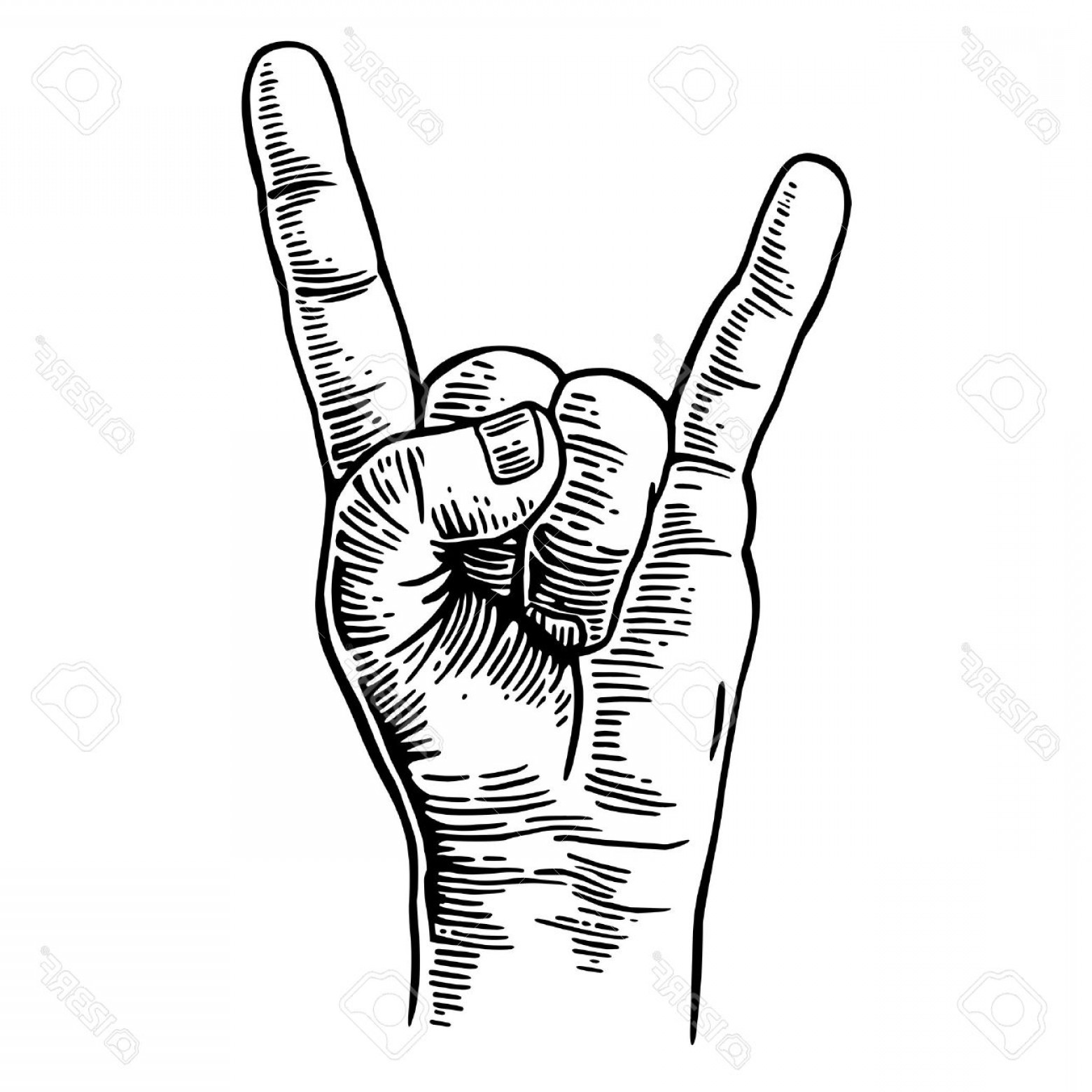 1560x1560 Photostock Vector Rock And Roll Hand Sign Vector Black Vintage