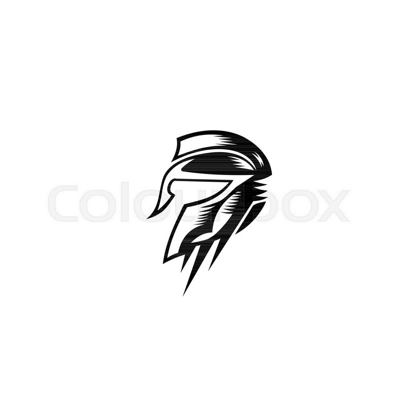 800x800 Spartan Gladiator Helmet Logo Template On White Background Vector