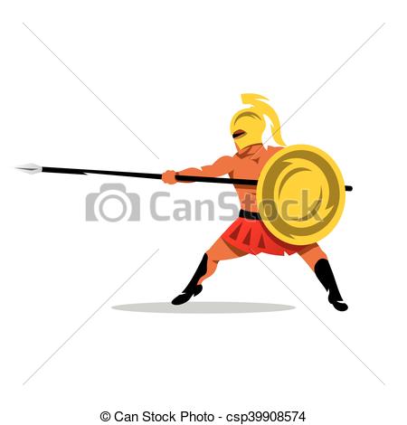 450x470 Vector Gladiator Warrior Cartoon Illustration. Spartan Fighter