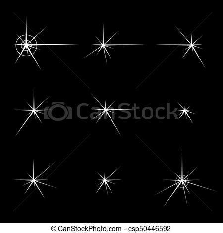 450x470 Grope Of Stars Glare. Set Of Stars Glare. Flat Vector Design
