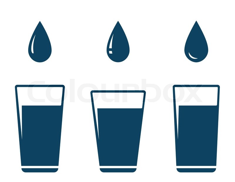 800x618 Icon With Falling Water Drop And Glass On White Background Stock