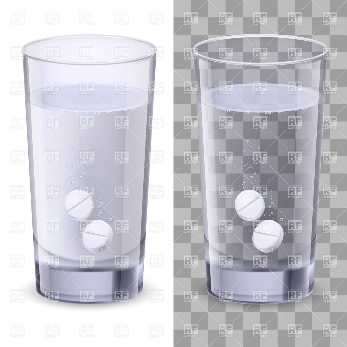 1200x1200 Dissolving Pills In Glass Of Water Vector Image Vector Artwork