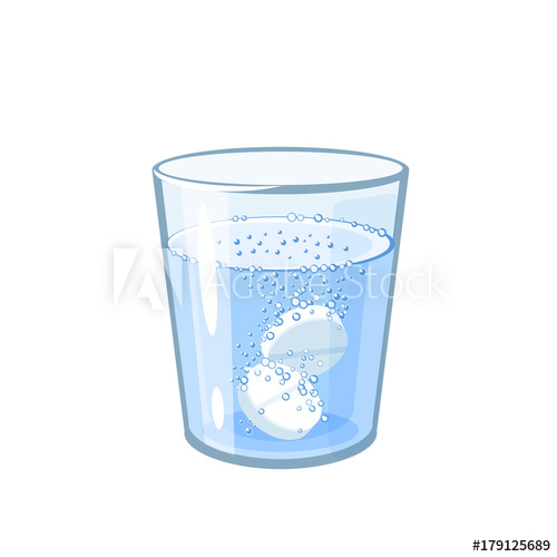 500x500 Effervescent Aspirin Tablets Dissolve In A Glass Of Water. Vector