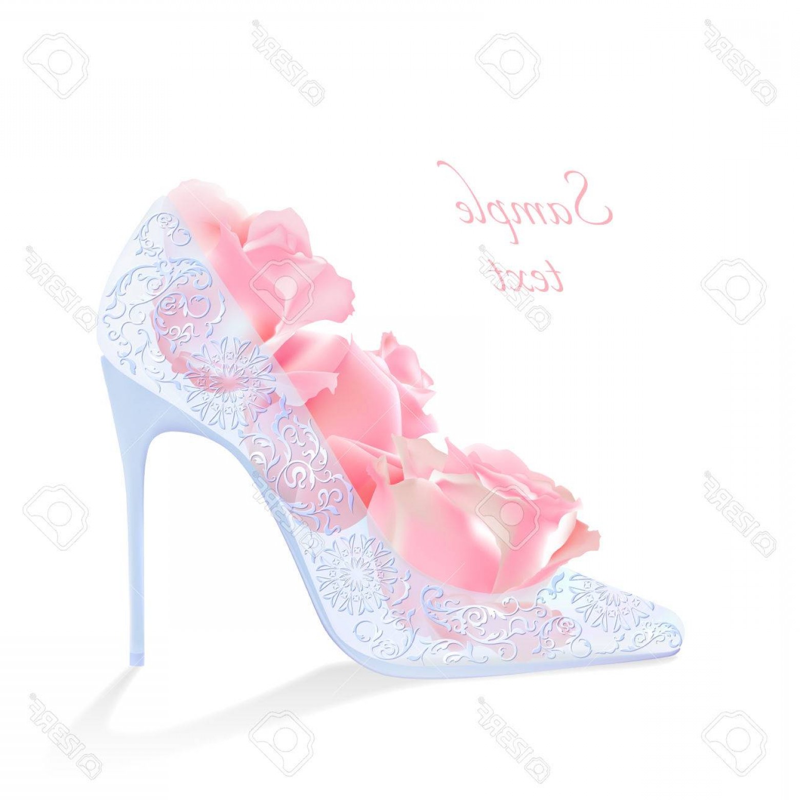 1560x1560 Photostock Vector Glass Slipper With Roses Greeting Card For A