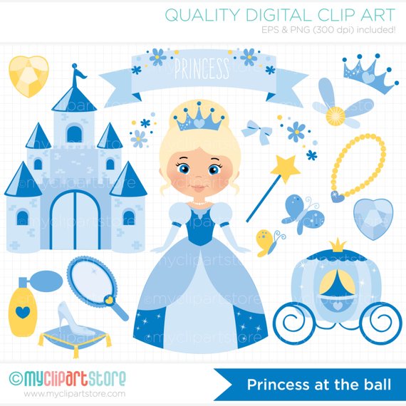 570x570 Princess Clipart Cinderella Castle Glass Slipper Fairy Etsy