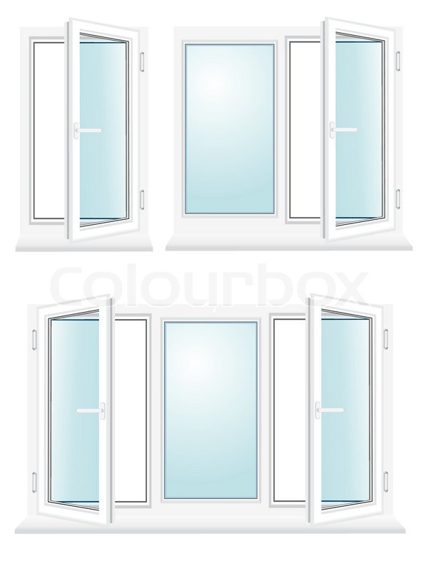 600x800 Open Plastic Glass Window Vector Illustration Isolated On White