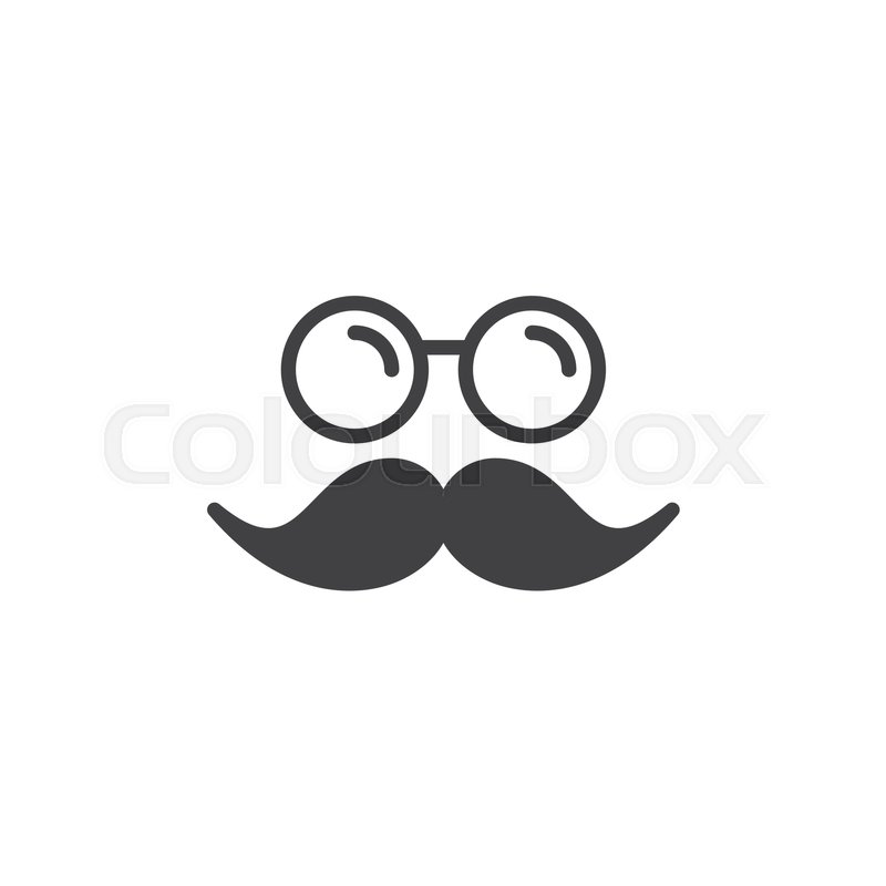 800x800 Moustache And Glasses Icon Vector, Filled Flat Sign, Solid