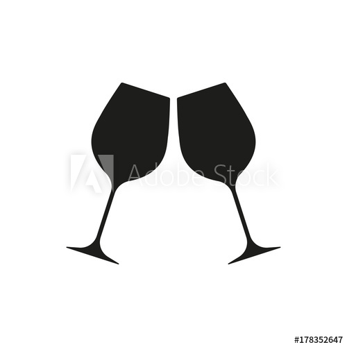 500x500 Cheers Icon Isolated On White Background. Two Wine Glasses Icon
