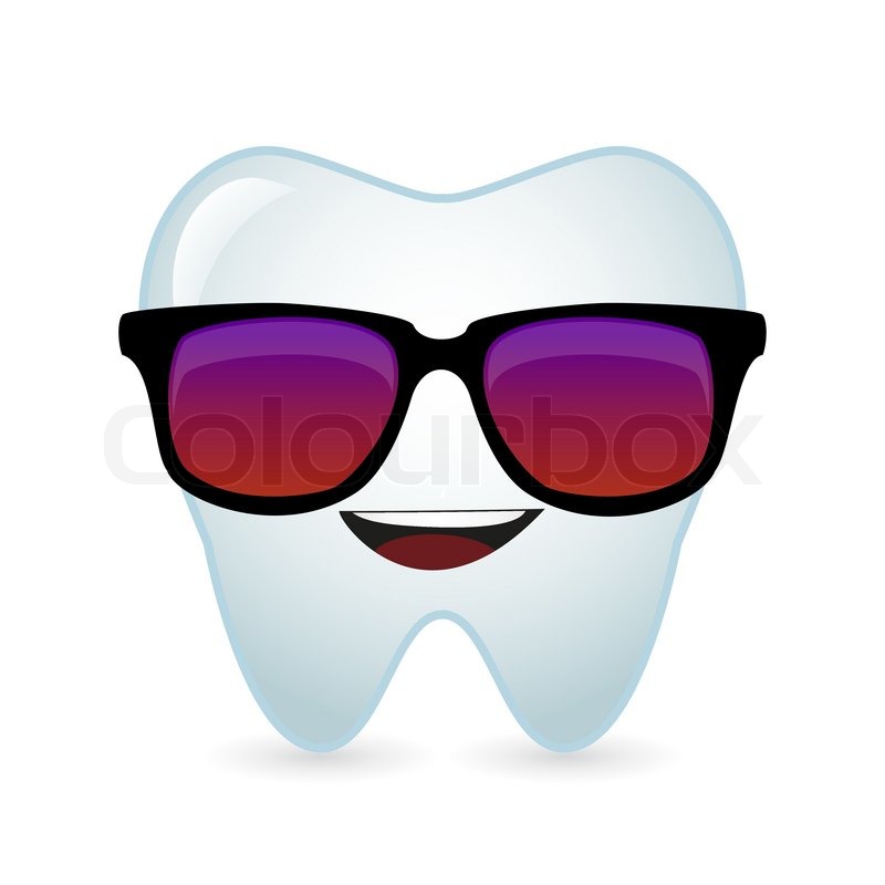 800x800 Illustration Of A Cute Tooth Avatar Wearing Glasses Stock Vector