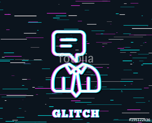 500x405 Glitch Effect. Human Talking Line Icon. Conversation Sign