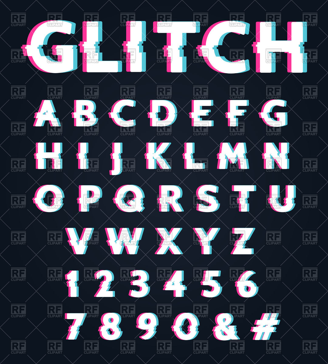 1080x1200 Font With Glitch Effect Vector Image Vector Artwork Of Fonts