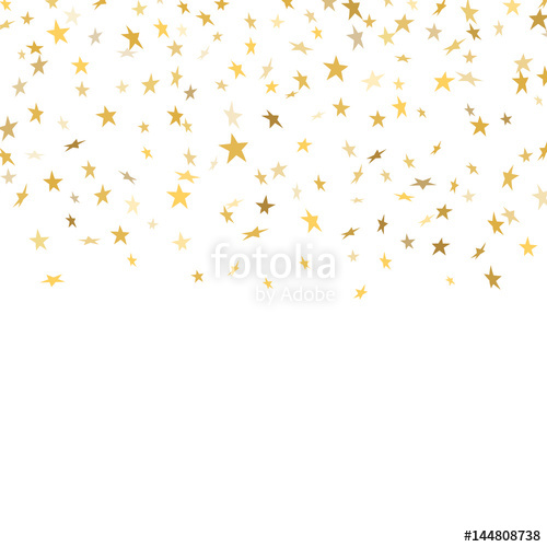 500x500 Gold Stars Falling Confetti Isolated On White Background. Golden