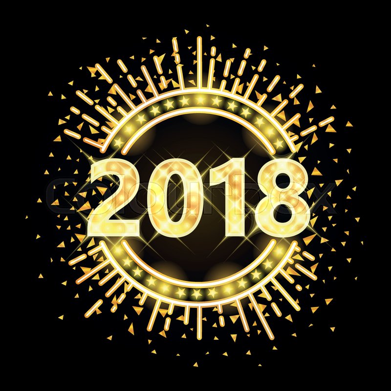 800x800 Happy New Year 2018 With Golden Glitter And Light On Black