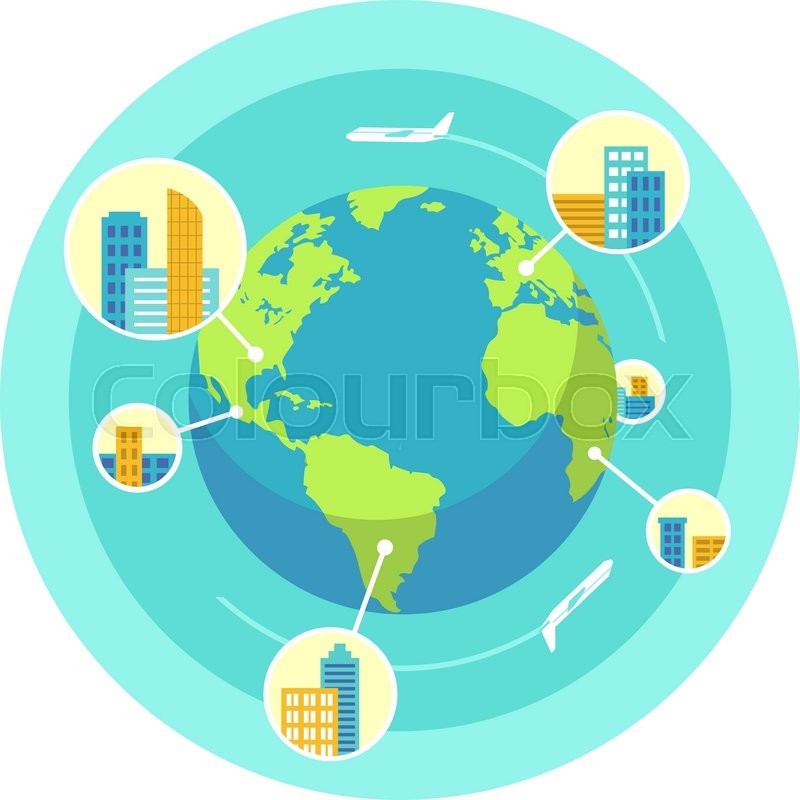 800x800 Global Business Design Concept. Flat Style Vector Illustration