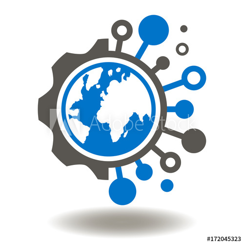 500x500 Tech World Icon Vector. Globe Earth Network Connection Circuit