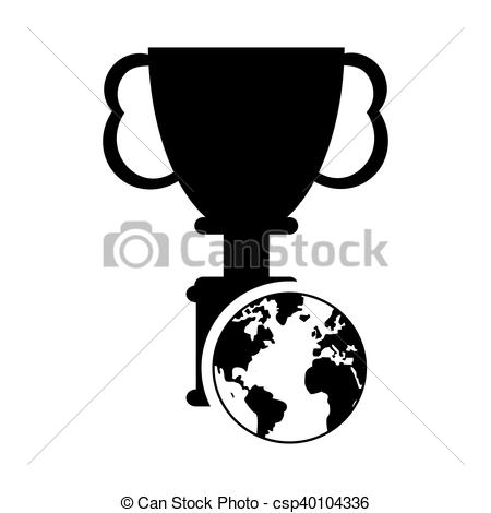 450x470 Flat Design Trophy Cup And Earth Globe Icon Vector Illustration.