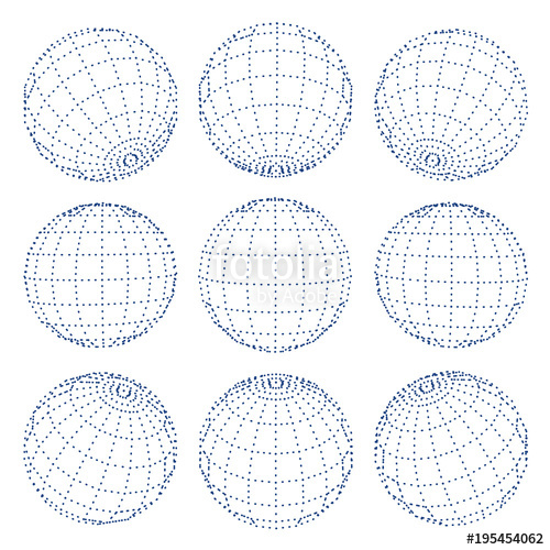 500x500 Set Of 3d Spheres Globe Earth Grid From Different Sides