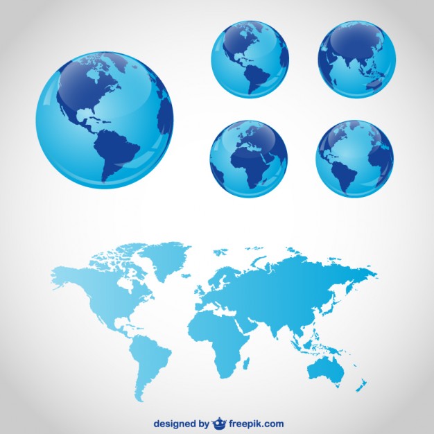 626x626 Blue Globes And World Map Vector Free Download