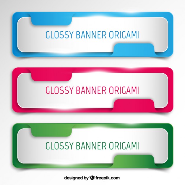 626x626 Glossy Banners Origami Vector Free Download