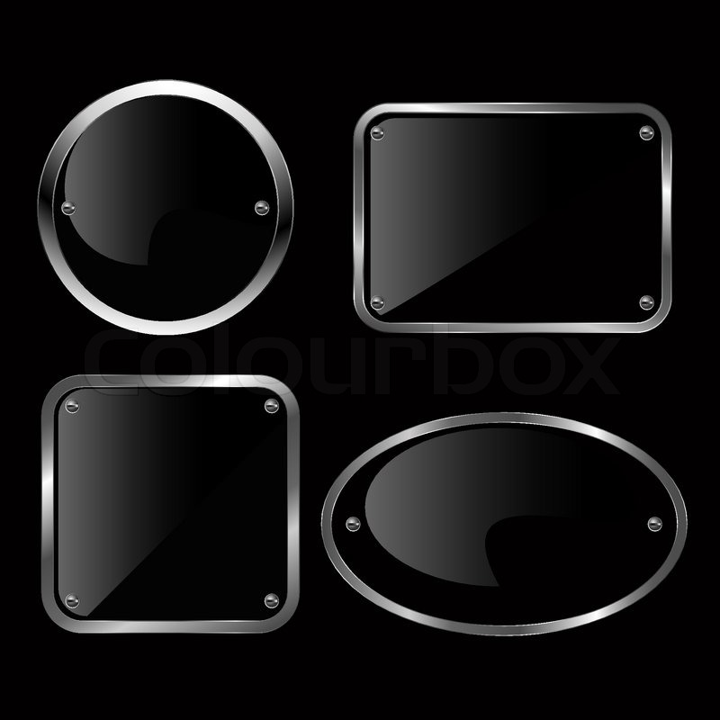800x800 Glossy Black Plate Set Illustration. Stock Vector Colourbox