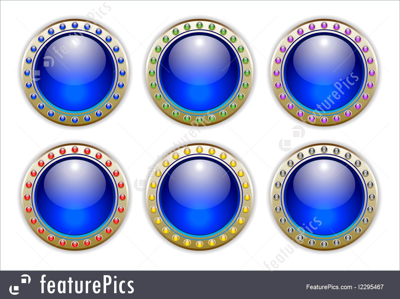1300x974 Blue Set Of 6 Color Combinations Glossy Vector Buttons