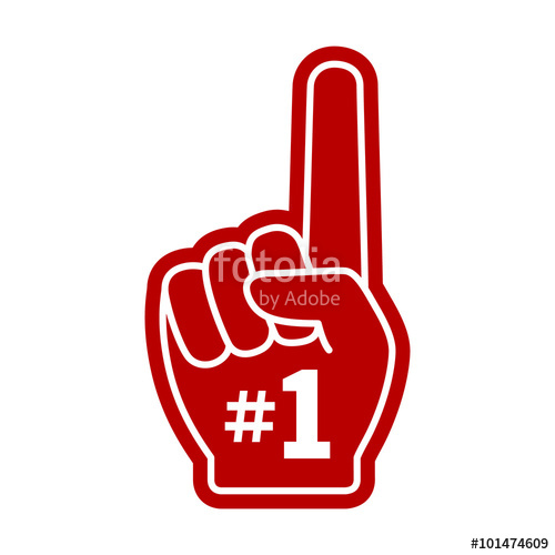 500x500 Number 1 (One) Fan Hand Glove With Finger Raised Flat Vector Icon