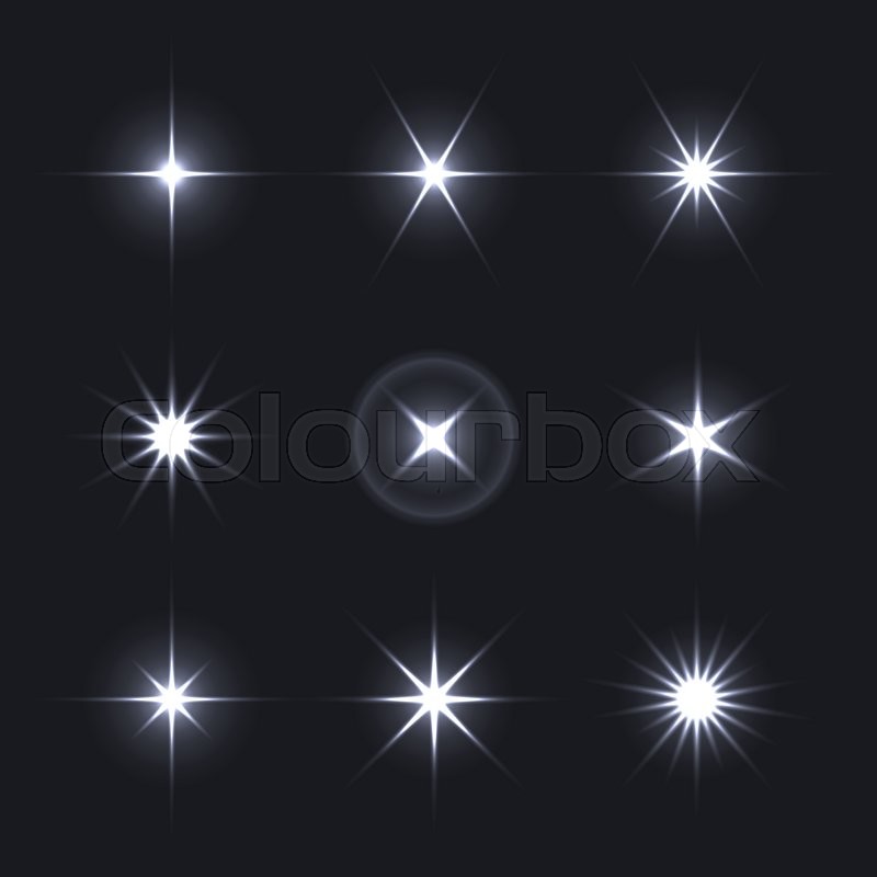 800x800 Light Glow Flare Stars Effect Set. Vector Stock Vector Colourbox