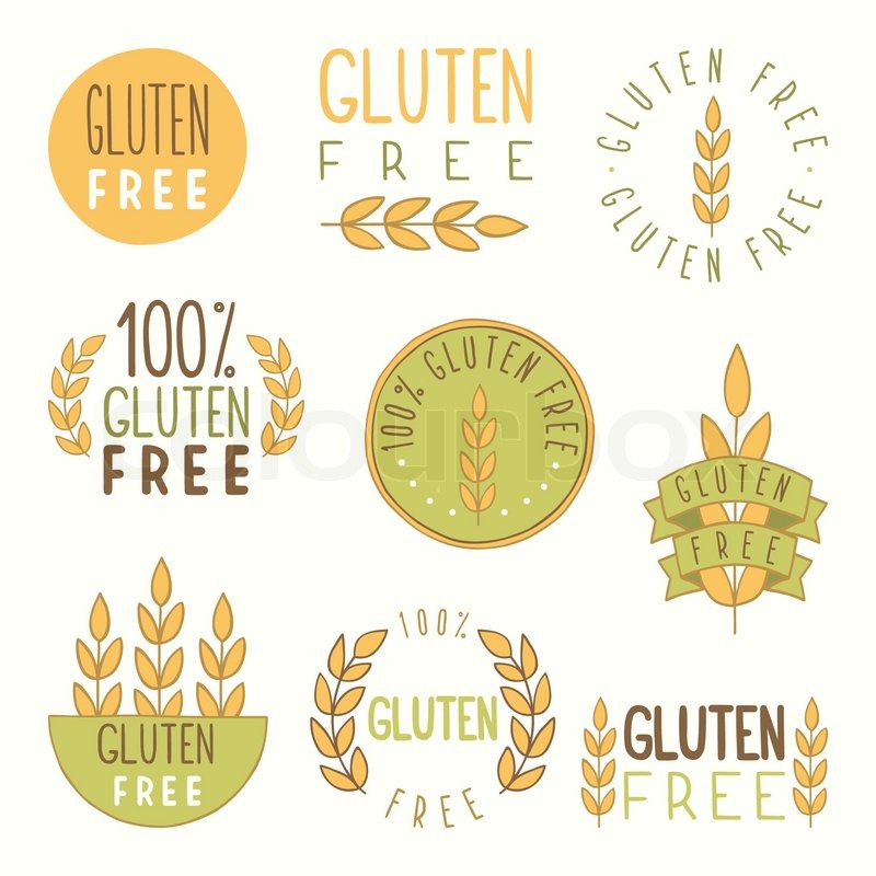 800x800 Gluten Free Labels. Vector Eps 10 Hand Drawn Signs. Stock Vector