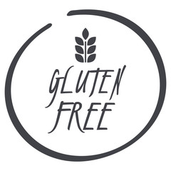 240x240 Grey Gluten Free Circle Logo, Vector Symbol For Food