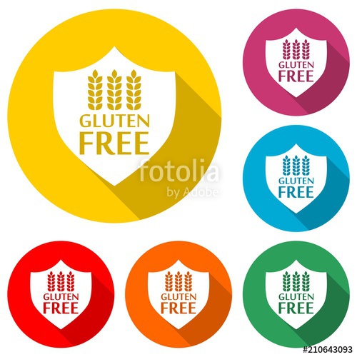 500x500 Gluten Free Sign Icon, Color Icon With Long Shadow Stock Image