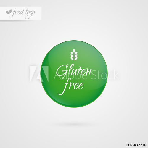 500x500 Gluten Free Label. Food Logo Icon. Vector Green And White Sticker