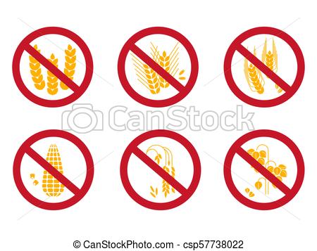 450x357 Grains Free Icons Set. Gluten Free, Rice Free, Corn Free Icons