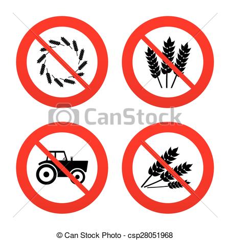 450x470 Agricultural Icons. Wheat Corn Or Gluten Free. No, Ban Or Stop