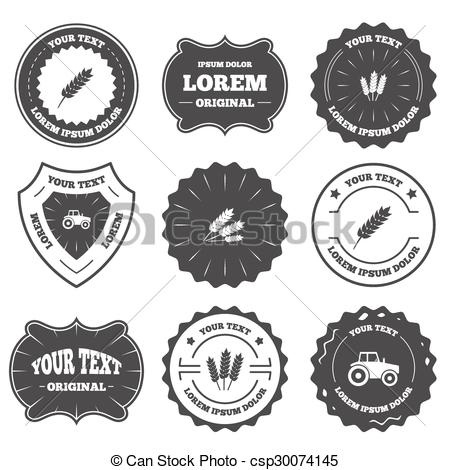 450x470 Agricultural Icons. Wheat Corn Or Gluten Free. Vintage Emblems