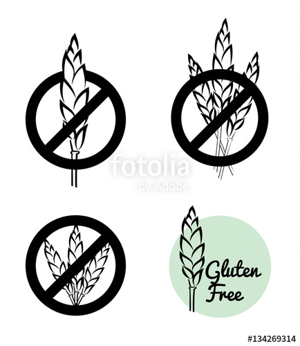 434x500 Vector Set Of Four Gluten Free Symbols With Banned Wheat Heads